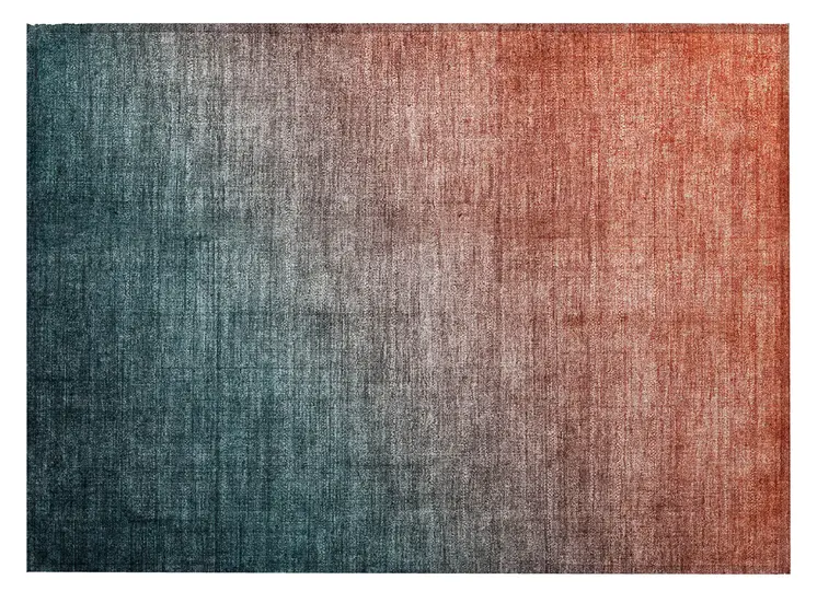 2' X 3' Gray and Red Orange Ombre Washable Non Skid Indoor Outdoor Area Rug