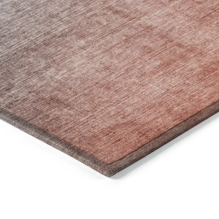 10' X 14' Gray and Red Orange Ombre Washable Non Skid Indoor Outdoor Area Rug