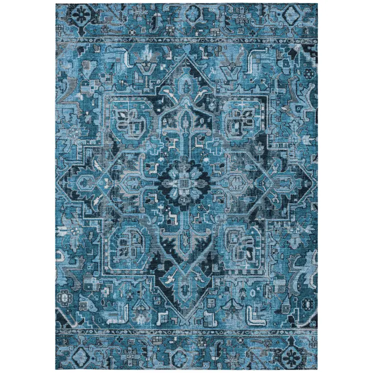 10' X 14' Gray Oriental Washable Indoor Outdoor Area Rug