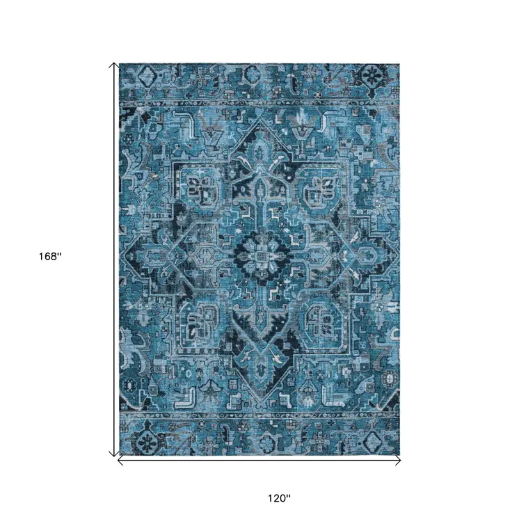 10' X 14' Gray Oriental Washable Indoor Outdoor Area Rug