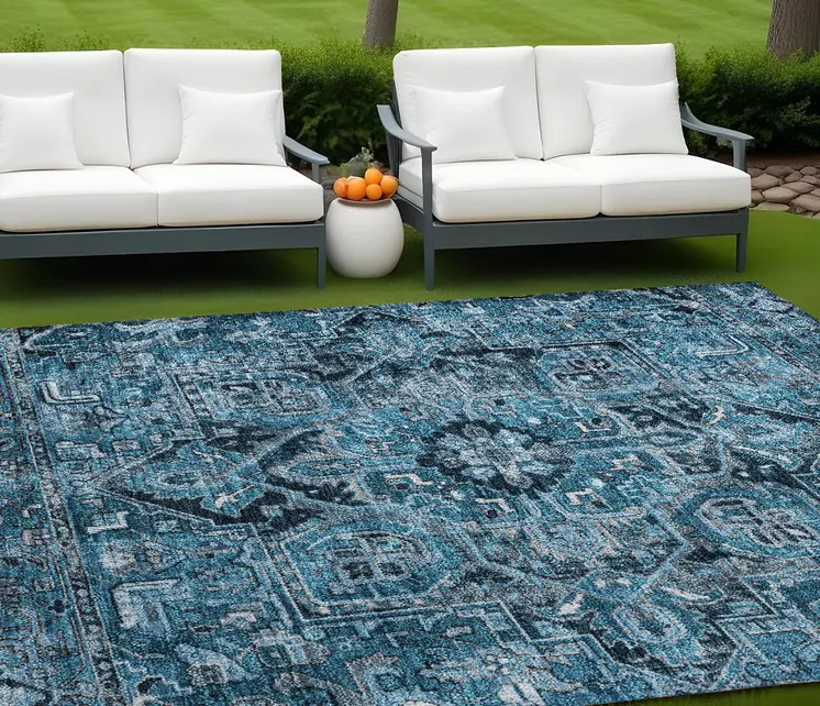10' X 14' Gray Oriental Washable Indoor Outdoor Area Rug