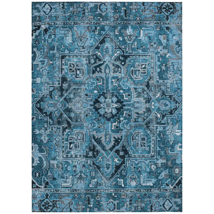 10' X 14' Gray Oriental Washable Indoor Outdoor Area Rug