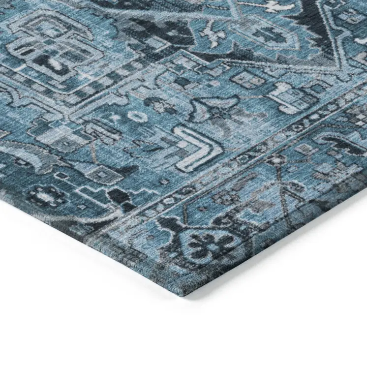10' X 14' Gray Oriental Washable Indoor Outdoor Area Rug