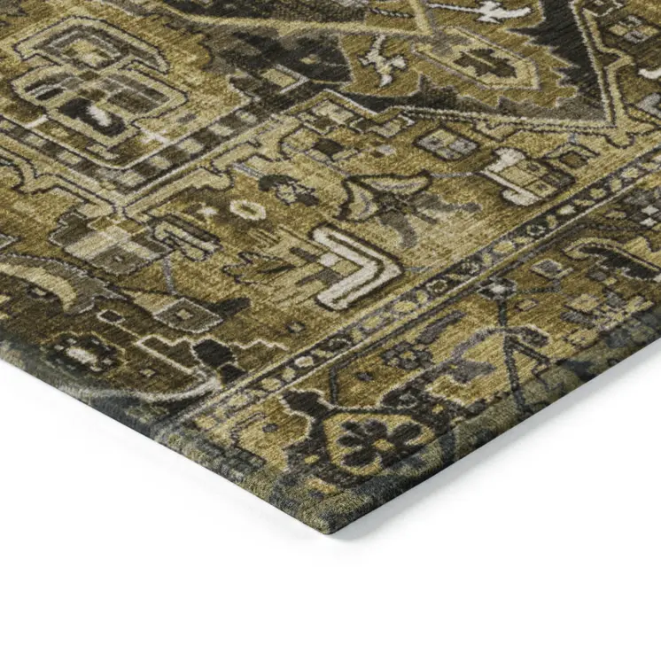 8' X 10' Coffee and Gray Oriental Washable Non Skid Indoor Outdoor Area Rug