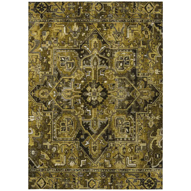 8' X 10' Coffee and Gray Oriental Washable Non Skid Indoor Outdoor Area Rug