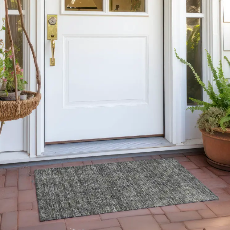 2' X 3' Brown and Black Oriental Washable Non Skid Indoor Outdoor Area Rug