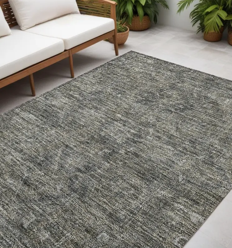 5' X 8' Brown and Black Oriental Washable Non Skid Indoor Outdoor Area Rug