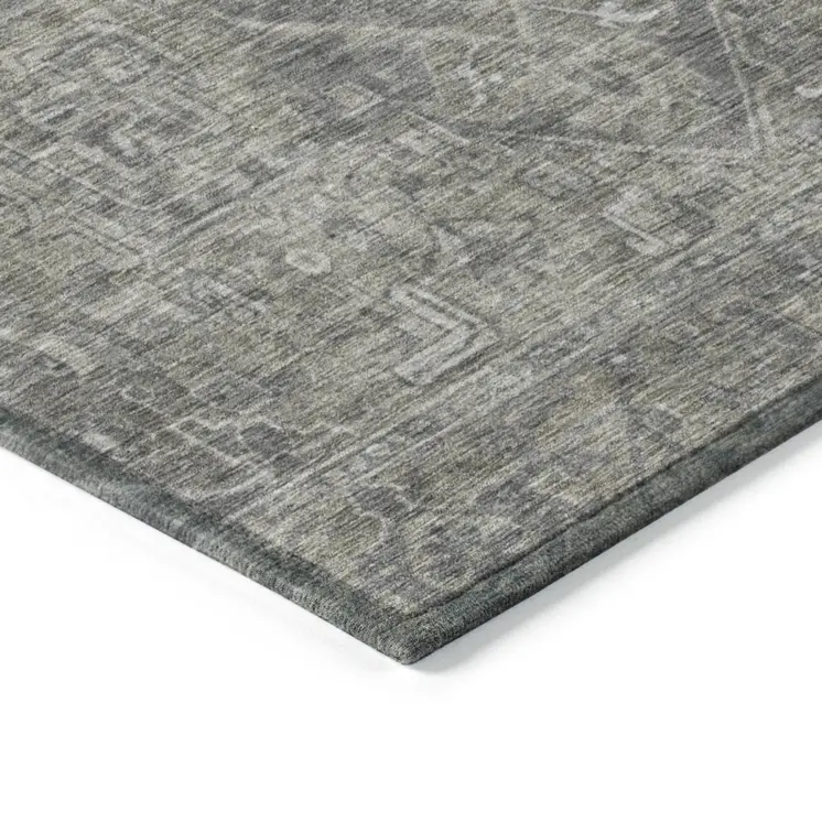 5' X 8' Brown and Black Oriental Washable Non Skid Indoor Outdoor Area Rug