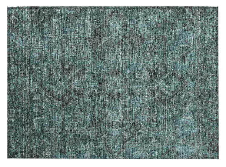 2' X 3' Turquoise Oriental Washable Non Skid Indoor Outdoor Area Rug