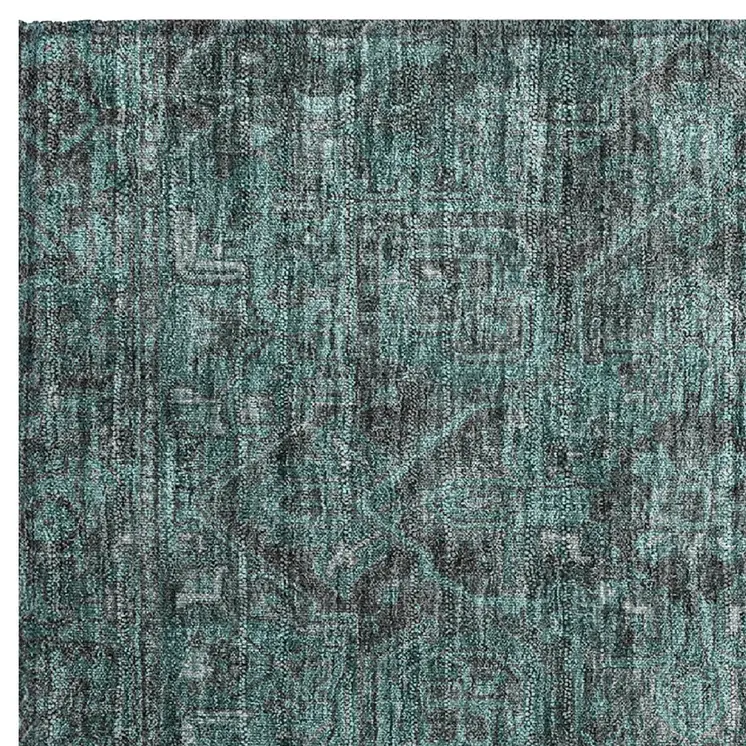 2' X 3' Turquoise Oriental Washable Non Skid Indoor Outdoor Area Rug