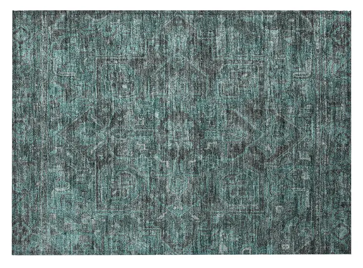 2' X 3' Turquoise Oriental Washable Non Skid Indoor Outdoor Area Rug