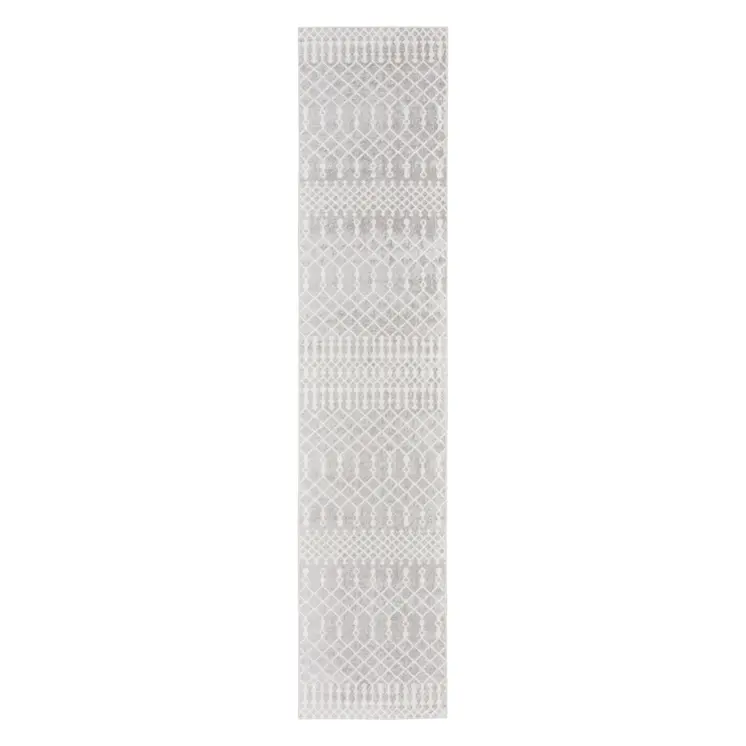 6' Gray Geometric Runner Rug