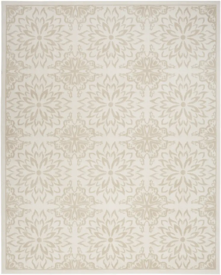 4' X 6' Beige and Ivory Floral Non Skid Area Rug