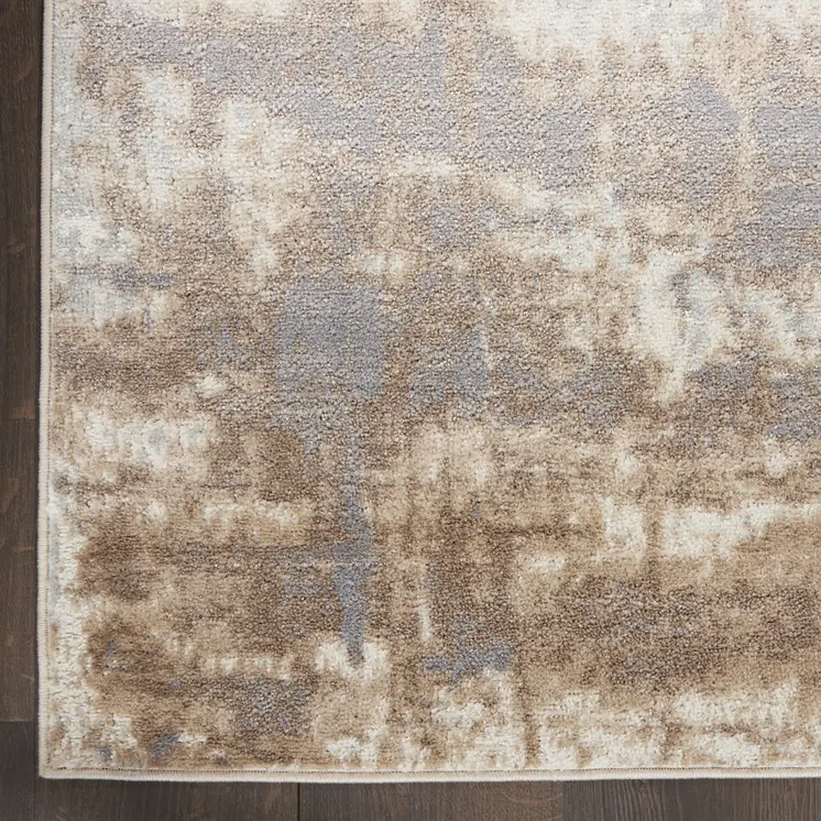 8' Gray and Ivory Abstract Non Skid Runner Rug