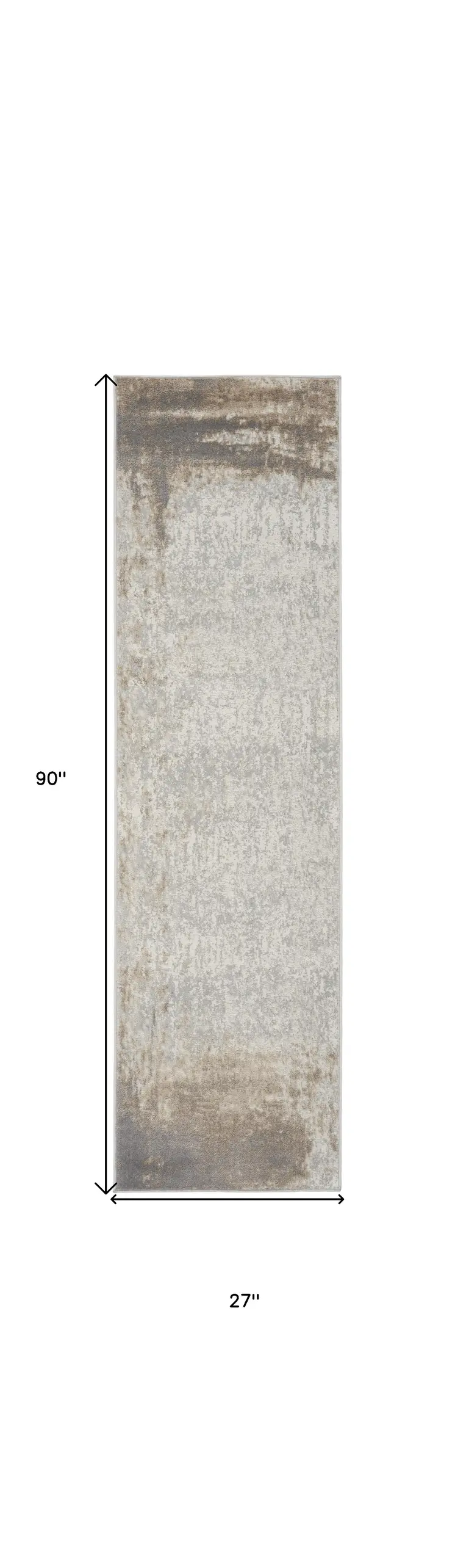 8' Gray and Ivory Abstract Non Skid Runner Rug