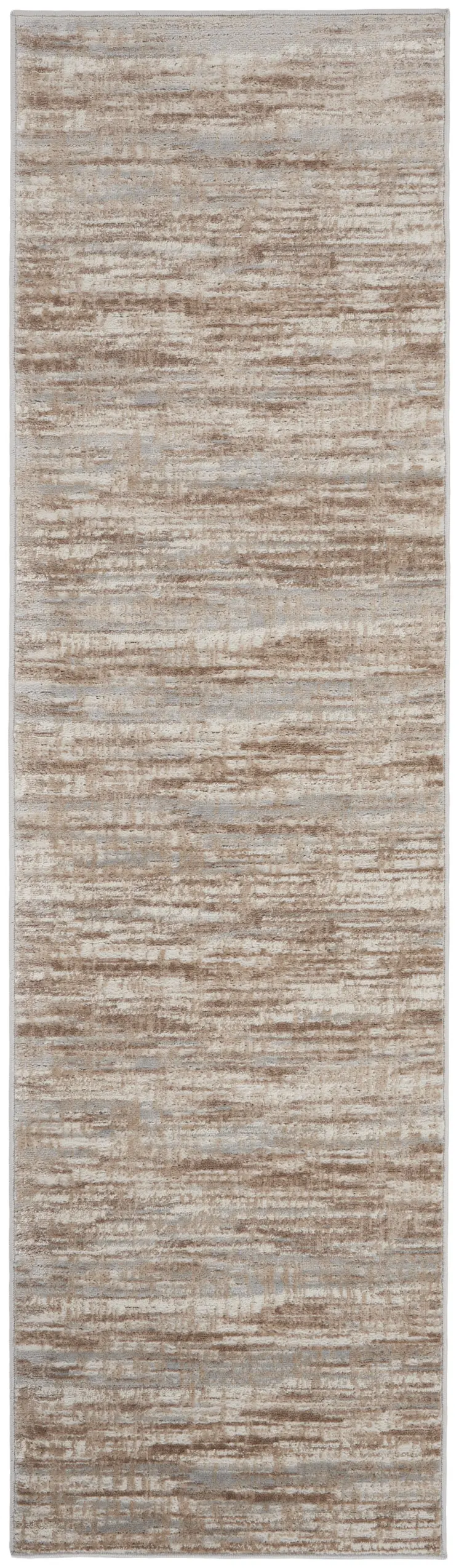 8' Ivory and Gray Abstract Non Skid Runner Rug