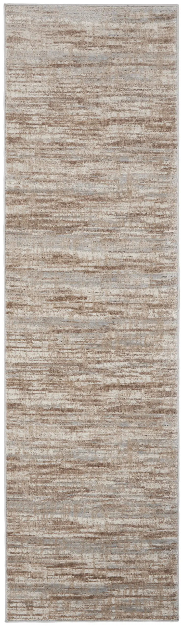 8' Ivory and Gray Abstract Non Skid Runner Rug