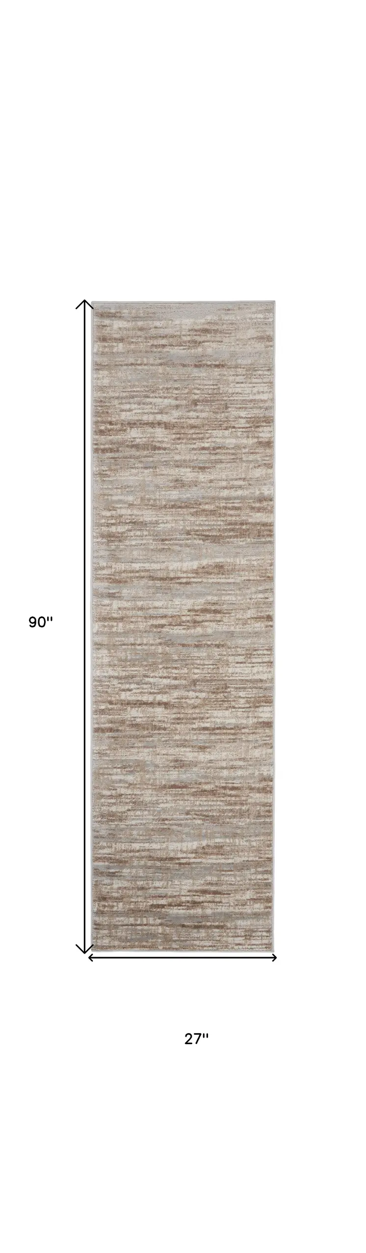 8' Ivory and Gray Abstract Non Skid Runner Rug