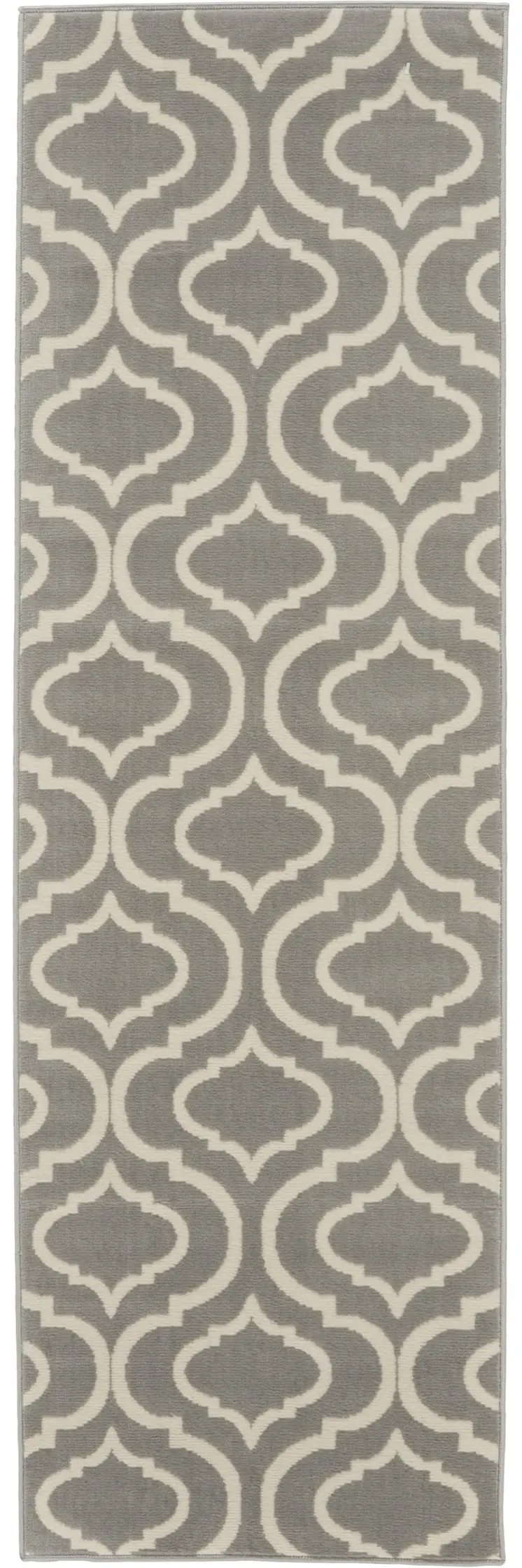 6' Gray and Ivory Trellis Non Skid Runner Rug