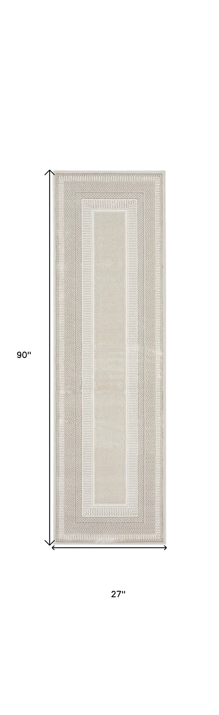 8' Gray and Ivory Geometric Non Skid Runner Rug