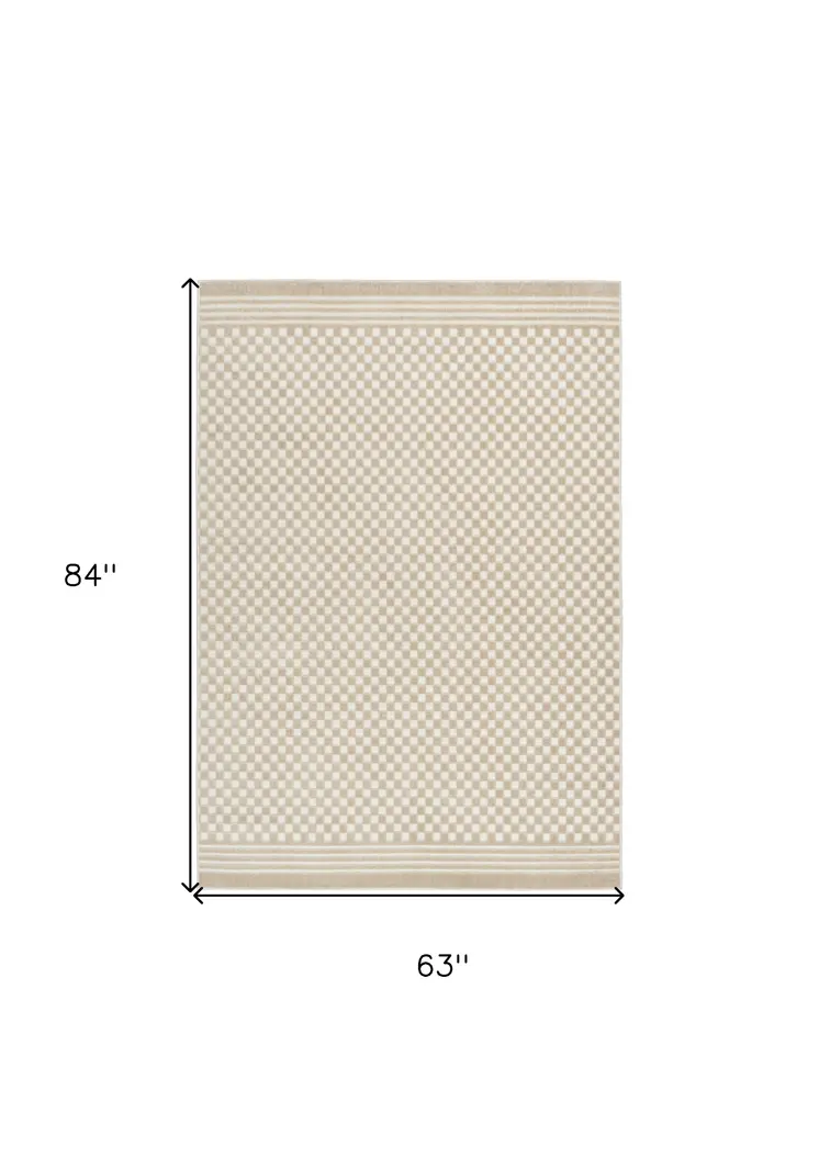 5' X 7' Beige Geometric Area Rug