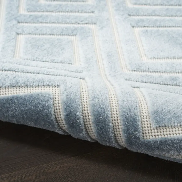 5' X 7' Blue Geometric Area Rug