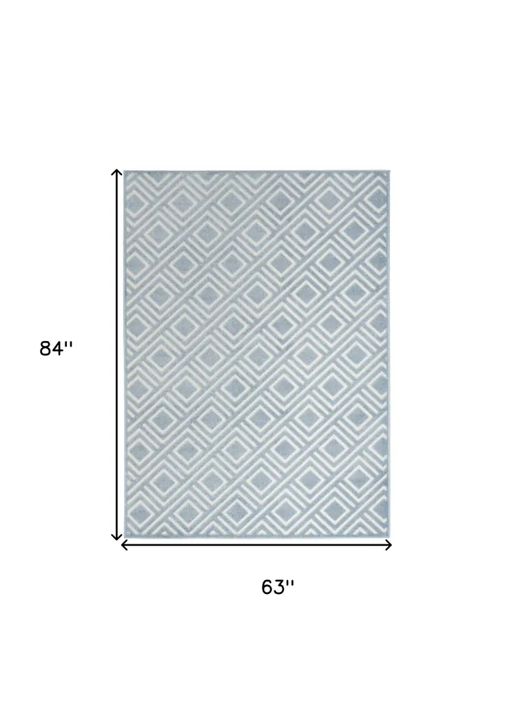 5' X 7' Blue Geometric Area Rug