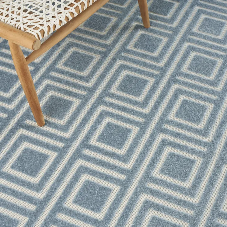 5' X 7' Blue Geometric Area Rug