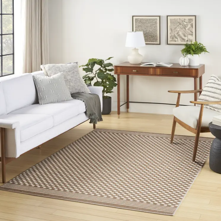 5' X 7' Brown Geometric Area Rug