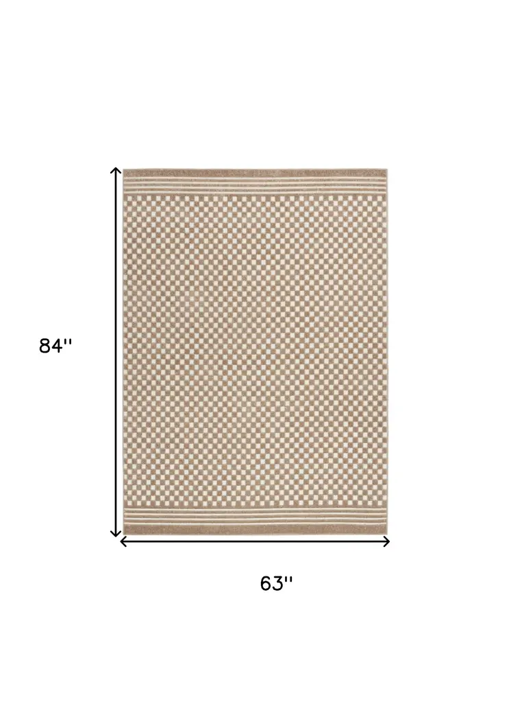 5' X 7' Brown Geometric Area Rug