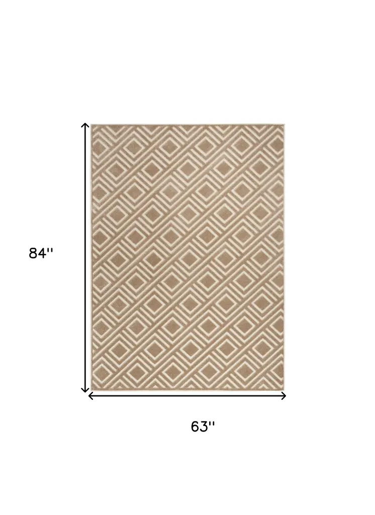 5' X 7' Brown Geometric Area Rug