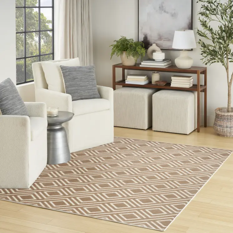 5' X 7' Brown Geometric Area Rug