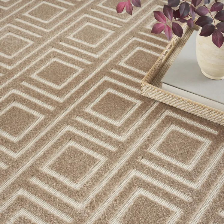5' X 7' Brown Geometric Area Rug