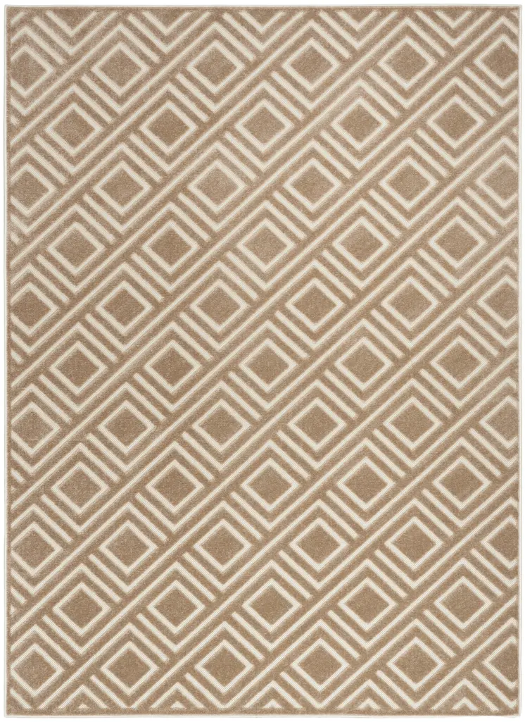 5' X 7' Brown Geometric Area Rug