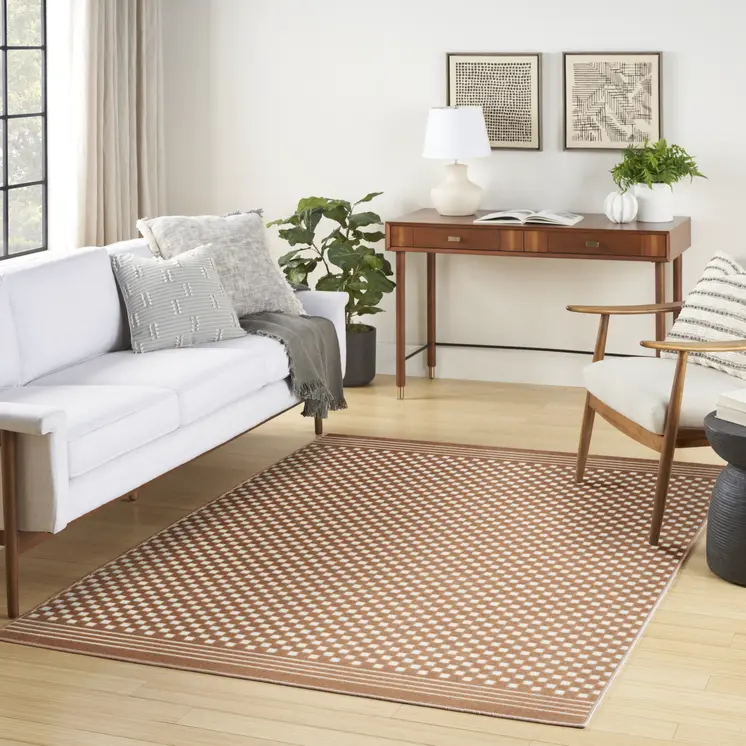 5' X 7' Brown Geometric Area Rug