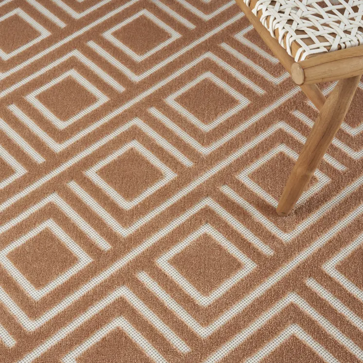 5' X 7' Brown Geometric Area Rug