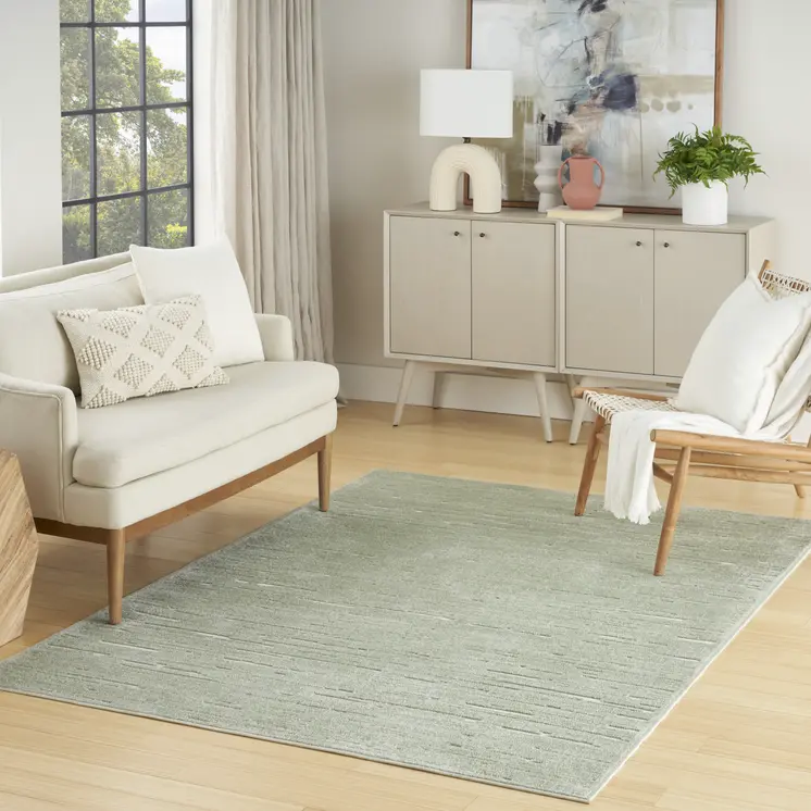 5' X 7' Green Geometric Area Rug