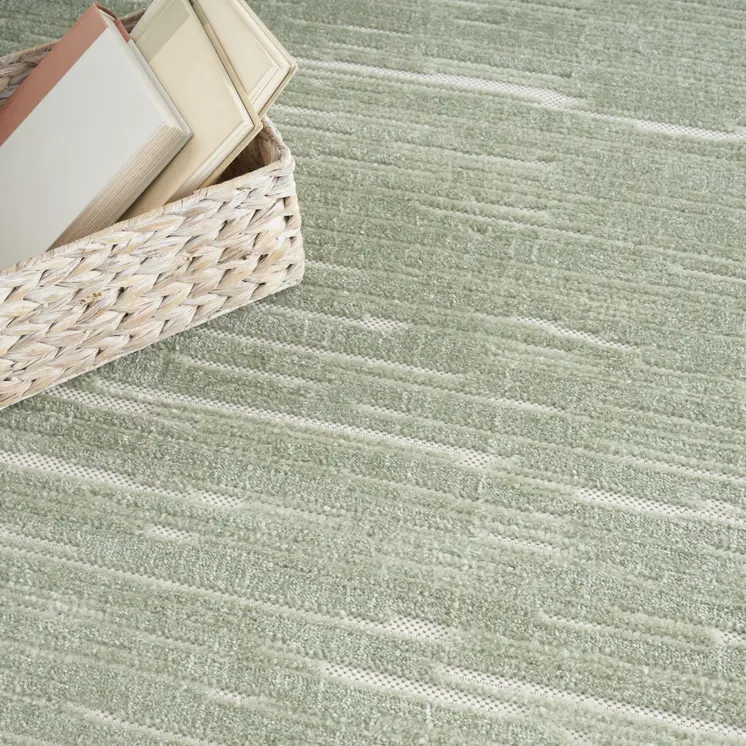 5' X 7' Green Geometric Area Rug