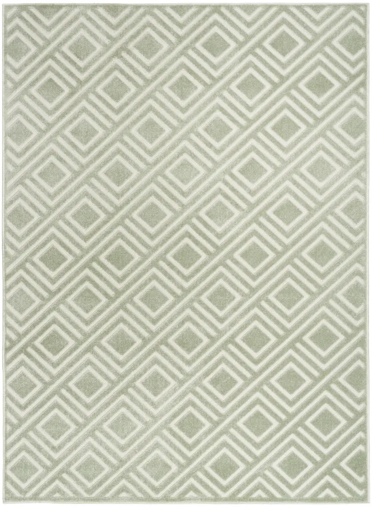 5' X 7' Green Geometric Area Rug