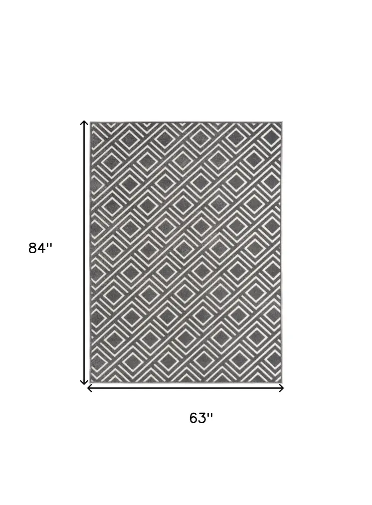 5' X 7' Gray Geometric Area Rug
