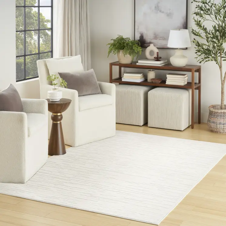 5' X 7' Cream Geometric Area Rug