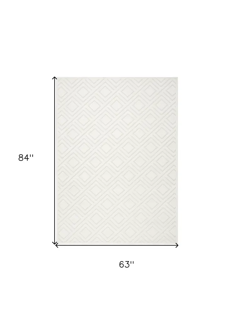 5' X 7' Cream Geometric Area Rug