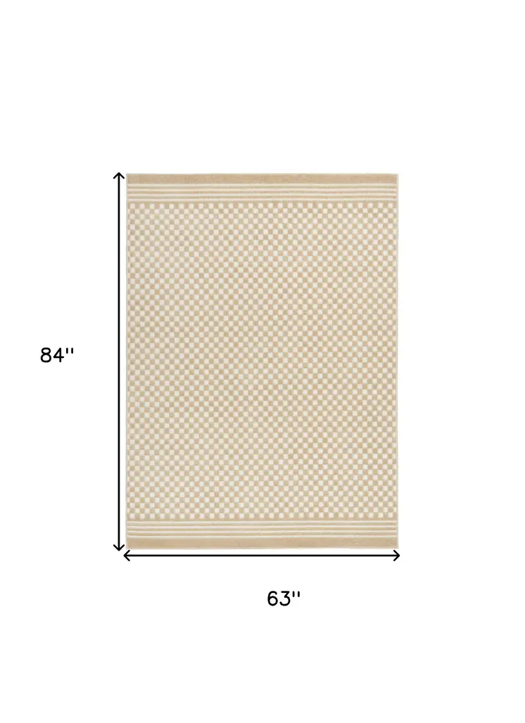 5' X 7' Tan Geometric Area Rug