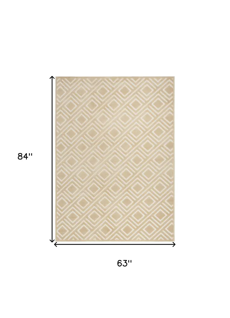 5' X 7' Tan Geometric Area Rug