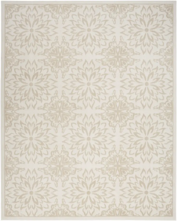7' X 10' Beige and Ivory Floral Non Skid Area Rug