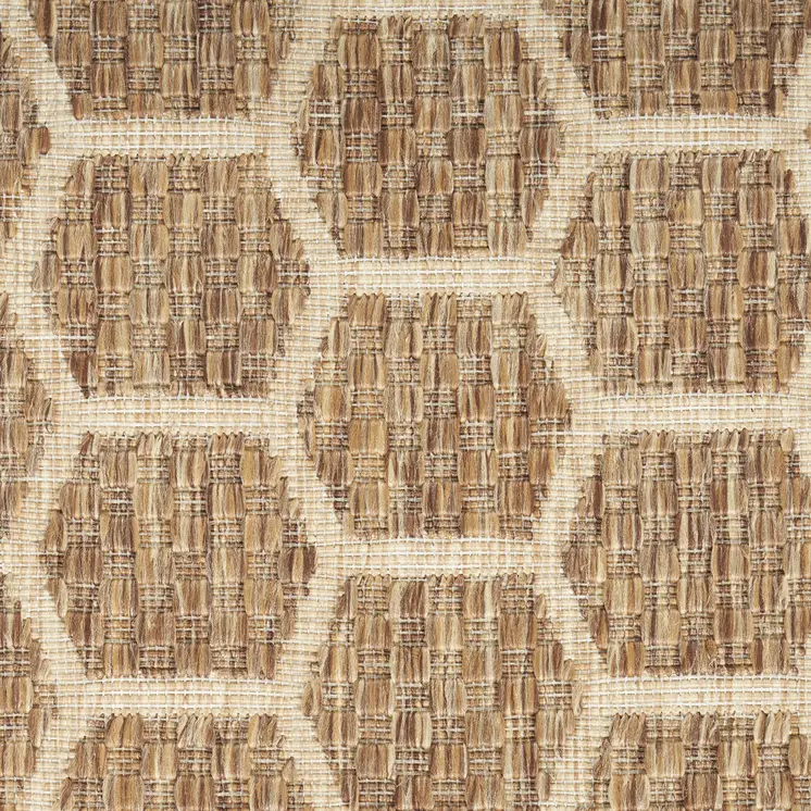 10' Natural And Beige Geometric Indoor Outdoor Runner Rug