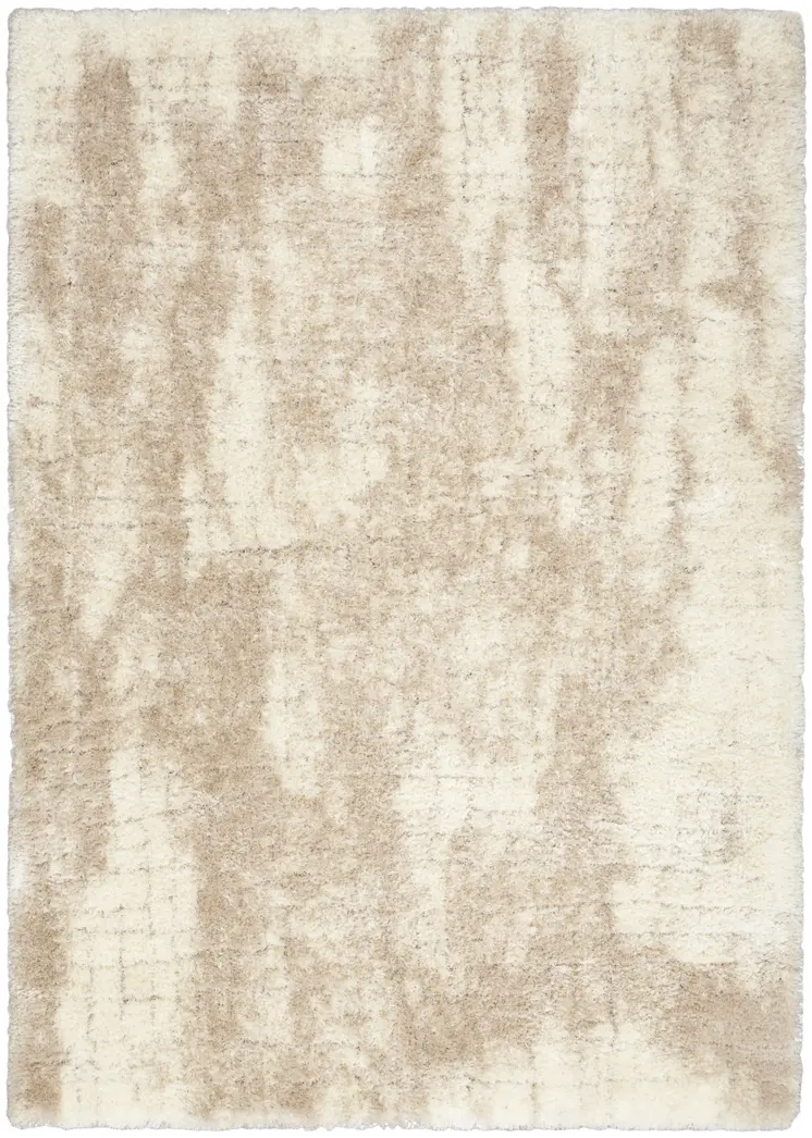 4' X 6' Beige and Ivory Abstract Shag Area Rug