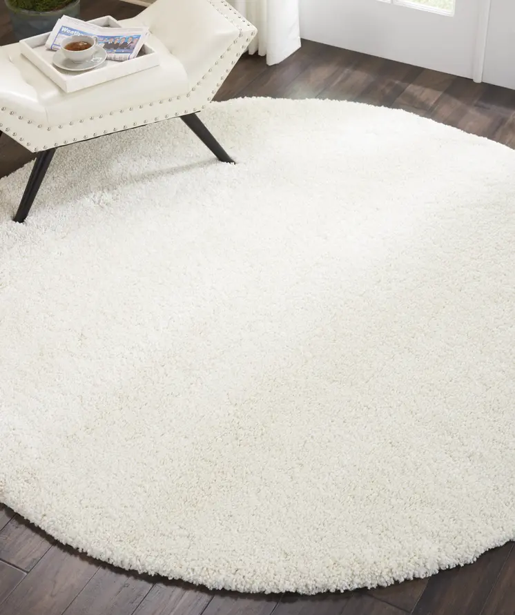7' Cream Shag Non Skid Round Rug