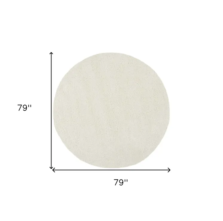 7' Cream Shag Non Skid Round Rug