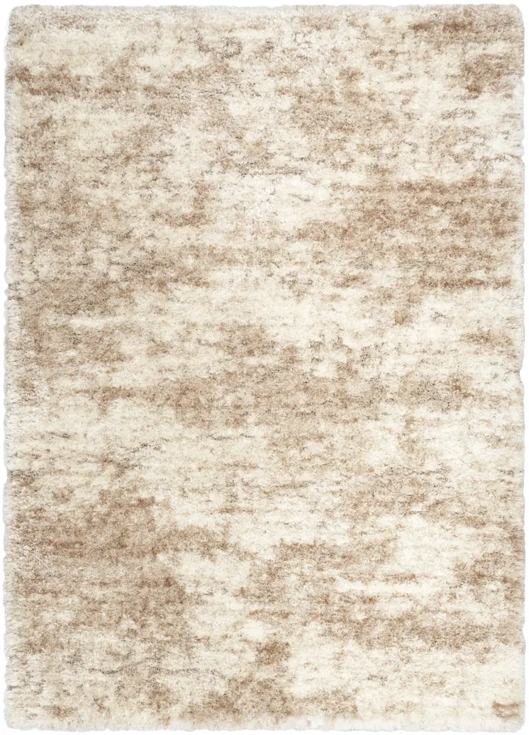 5' X 7' Beige and Ivory Abstract Shag Area Rug